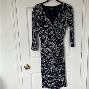 Ralph Lauren Navy and White Long Sleeve Dress